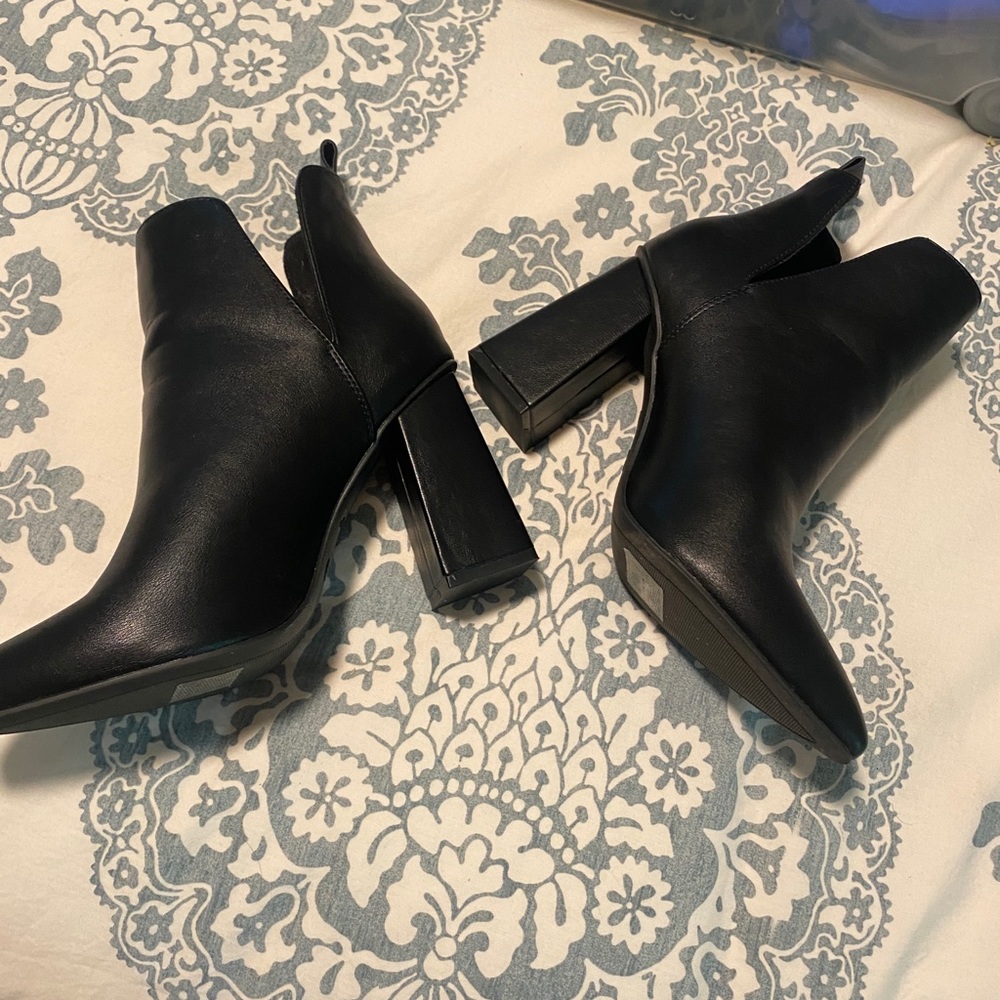 Black Block Heel Booties - Picture 2 of 8